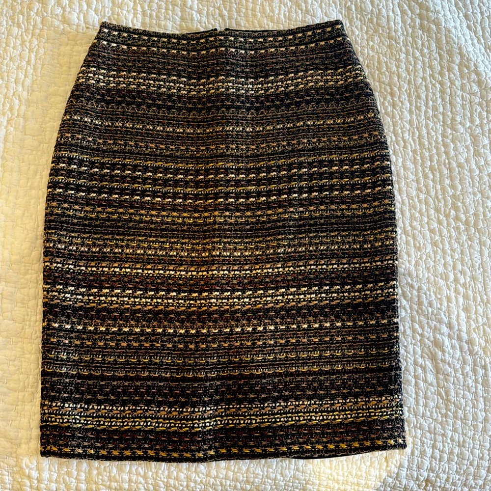 St John brown tweed pencil skirt size 2